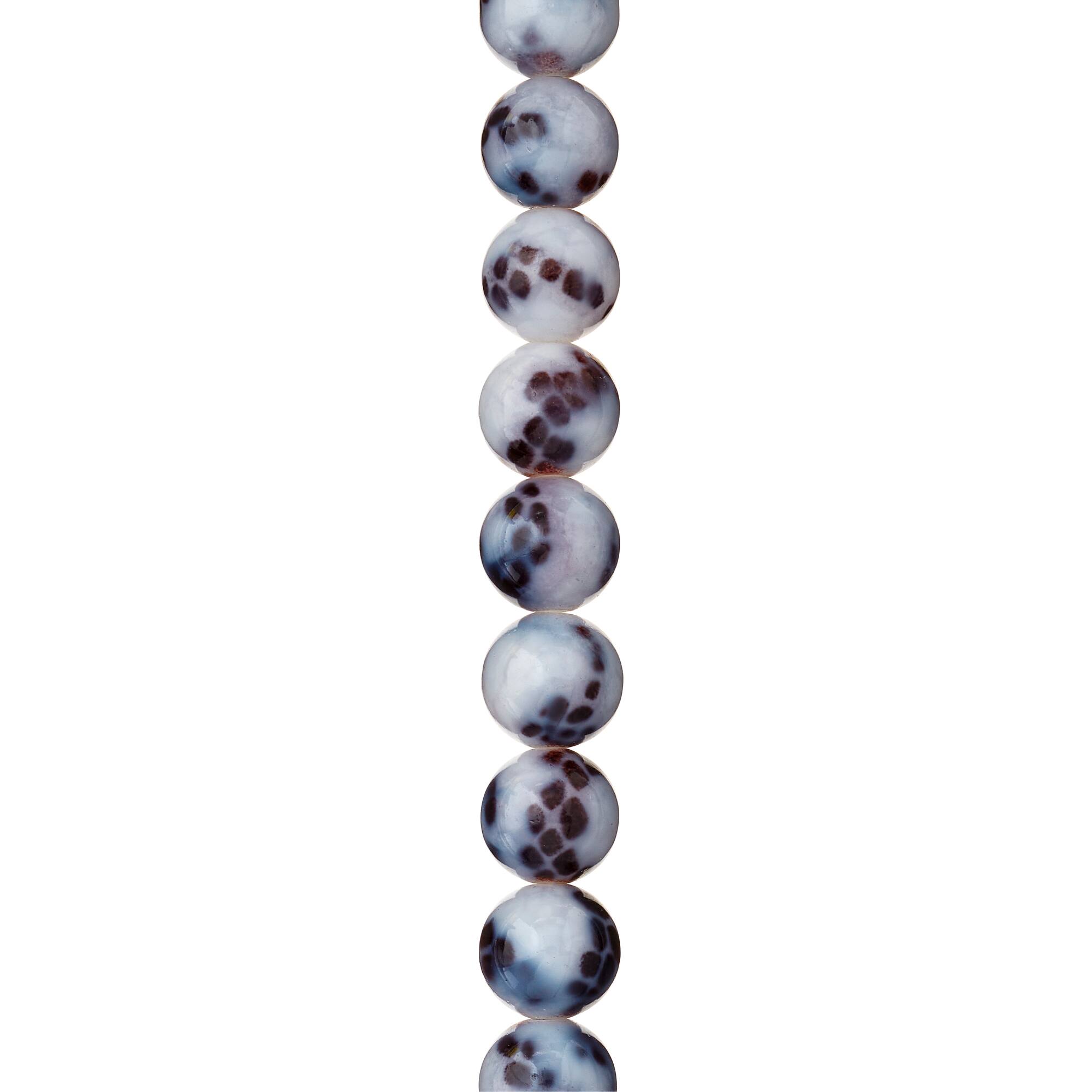 White & Black Snake Glass Round Beads, 10mm by Bead Landing™